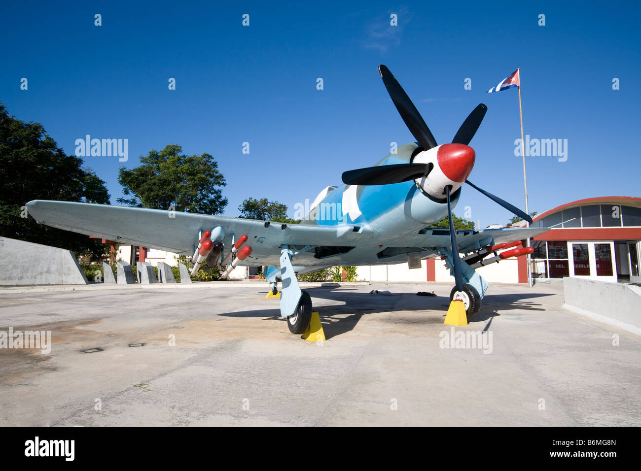 Old Fighter british made aeroplane at Bay of Pigs Memorial Museum Cuba December 2008 Stock Photo