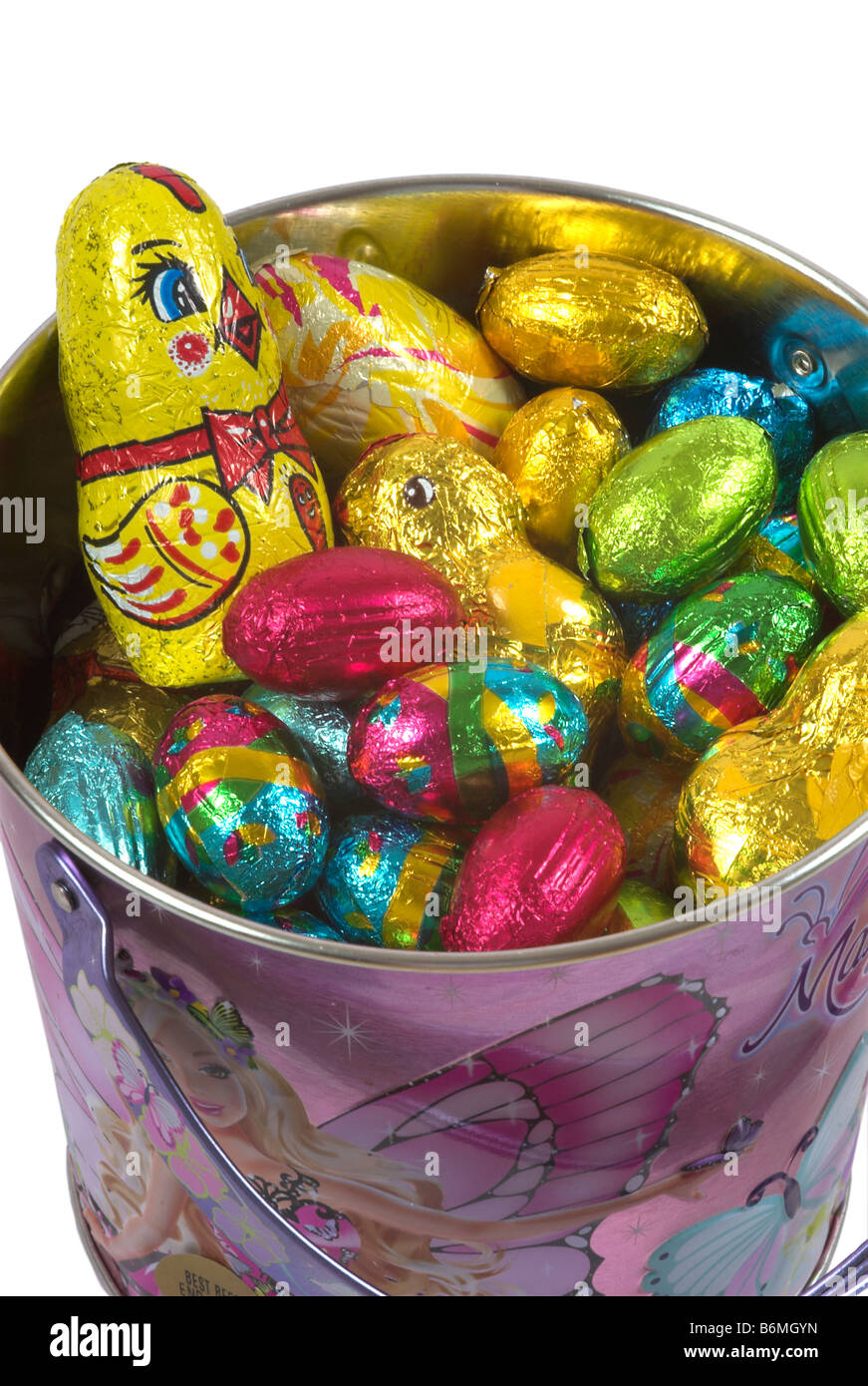 Bucket of Easter Eggs Stock Photo Alamy