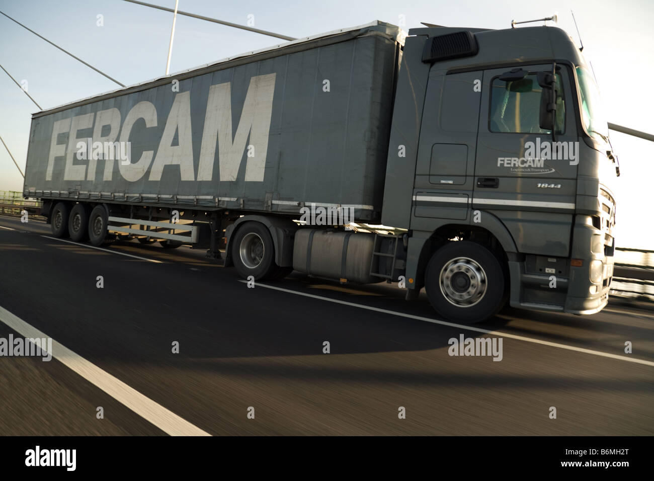 A Fercam lorry on the M25, Queen Elizabeth bridge Dartford crossing UK Stock Photo