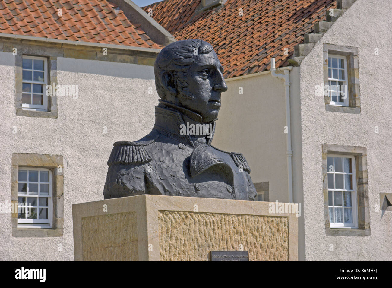 Sculpture to Lord Cochrane famous Admiral Culross village near Kincardine on Forth Fife Scotland May 2008 Stock Photo