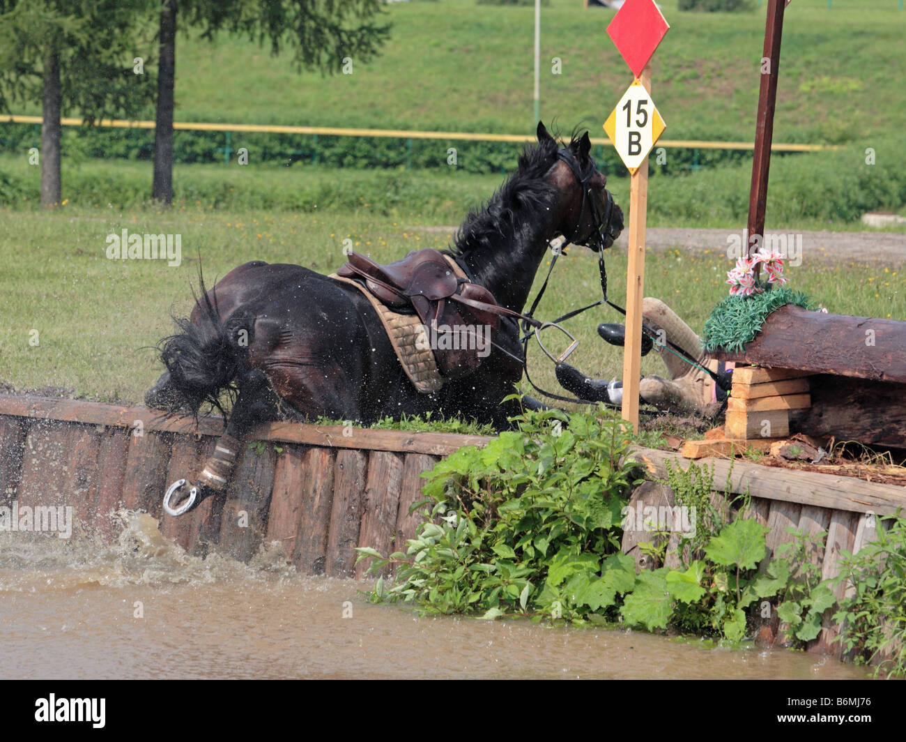 A Three Day Event Rider competing at the Moscow International horse trial Stock Photo