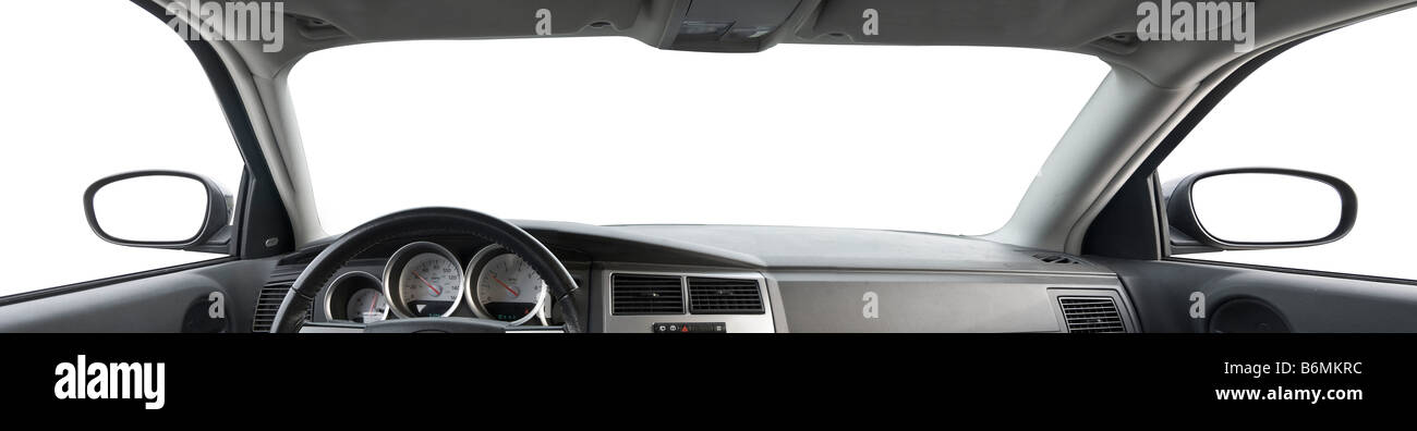 Car Interior With White Windows Stock Photo