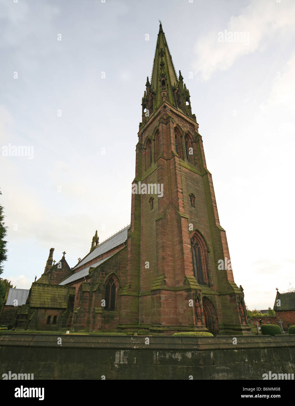 The Pugin designed St Giles' Giles parish church Cheadle Staffs Stock