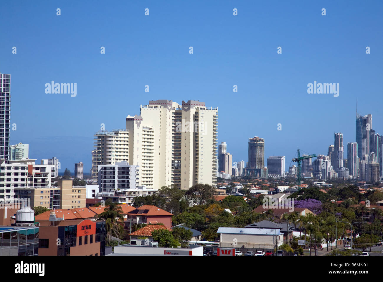 skyline of gold coast and surfers paradise,taken from southport,queensland,australia Stock Photo