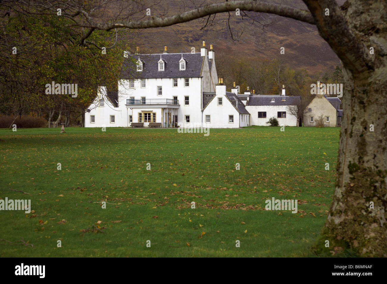 White painted and imposing, Applecross House stands at the mouth of