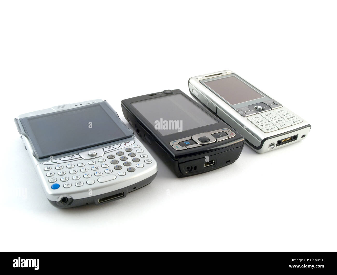 Several Modern Mobile Phones on White Background Stock Photo Alamy