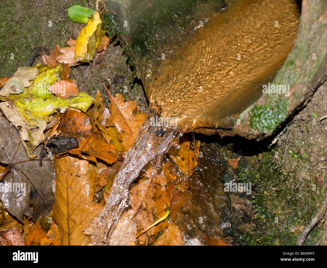Broken Pipe Underground with Running Water Pouring Out Stock Photo Alamy