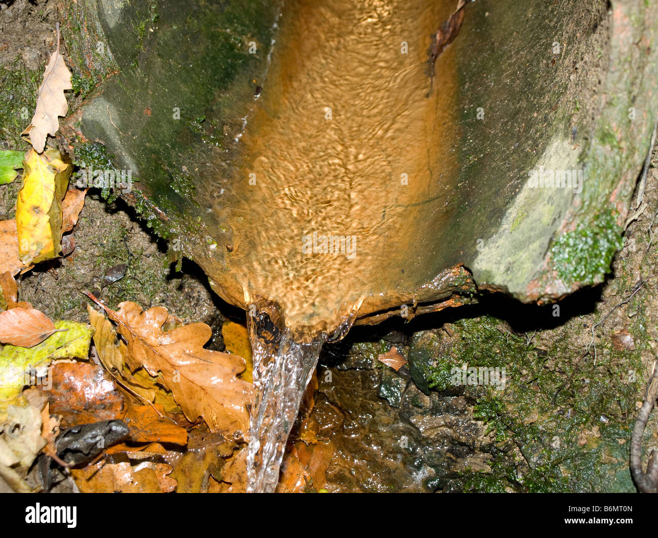 Broken Pipe Underground with Running Water Pouring Out Stock Photo Alamy