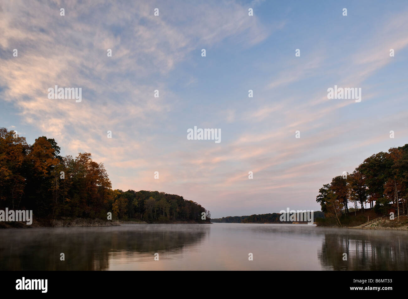Sunrise on Cecil M Harden Lake in Parke County Indiana Stock Photo Alamy