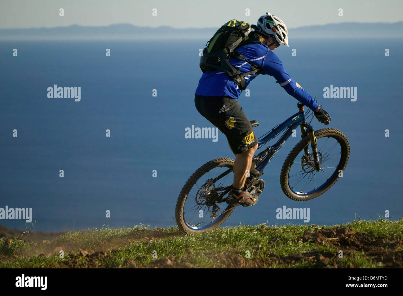 Bike trials champion and freeride mountain bike pioneer Hans Rey riding in Malibu California Stock Photo Alamy