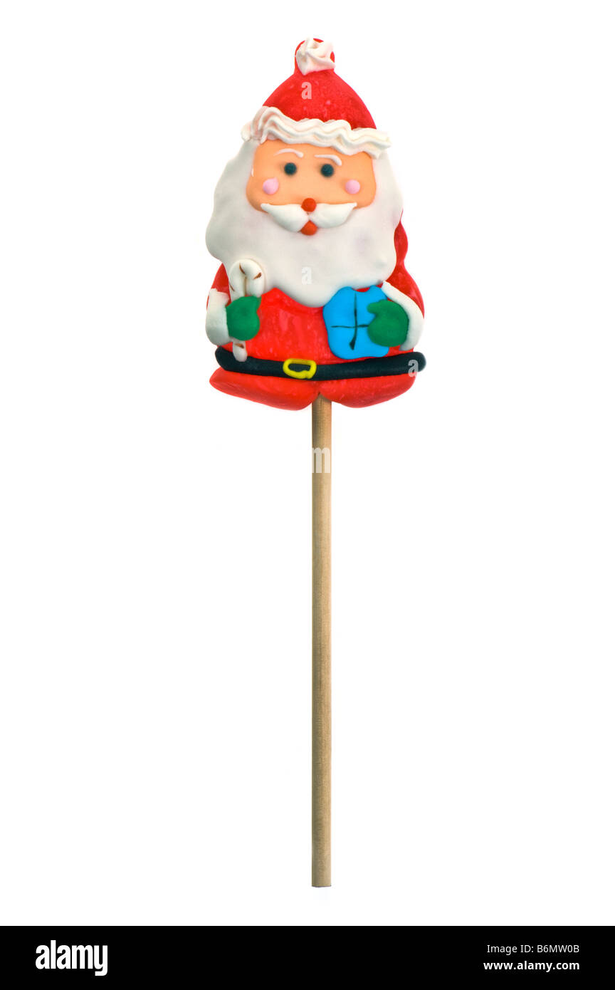 x-mas christmas santa claus father candy cane lollipop lolli lolly sweets girls boys children red white fun funny xmas toy playt Stock Photo