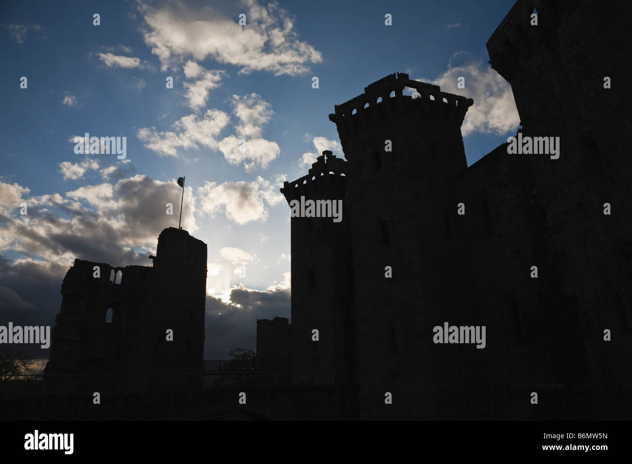 The Gatehouse and Great Tower, Raglan Castle, Monmouthshire, Wales Stock Photo