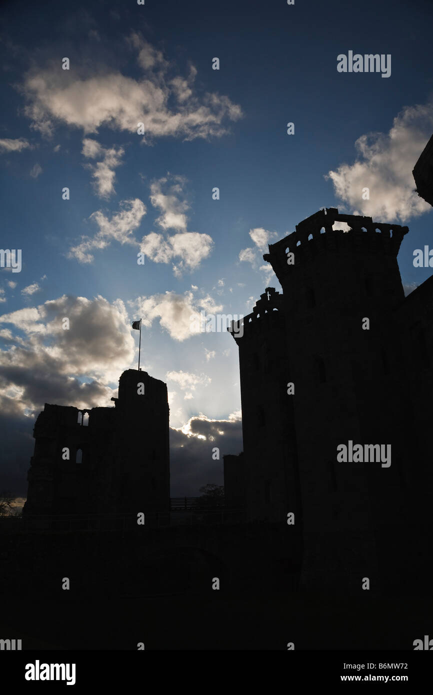 The Gatehouse and Great Tower, Raglan Castle, Monmouthshire, Wales Stock Photo