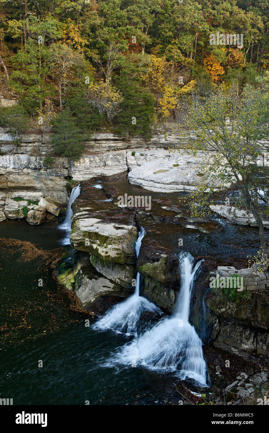 Cataract Falls on Mill Creek in Lieber State Recreation Area Indiana Stock Photo