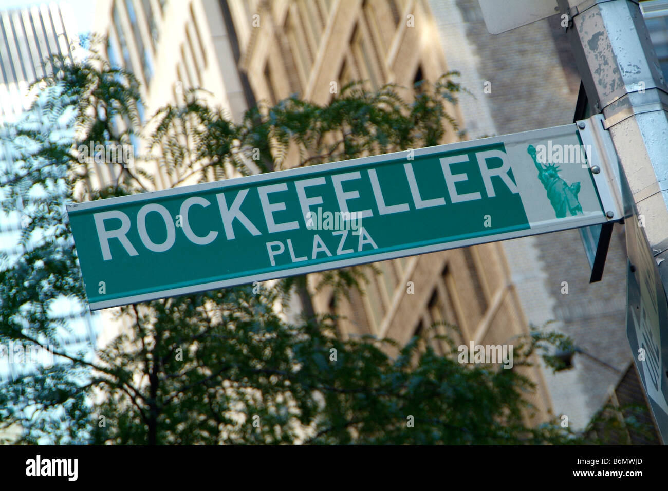 Street sign for Rockefeller Plaza New York Stock Photo