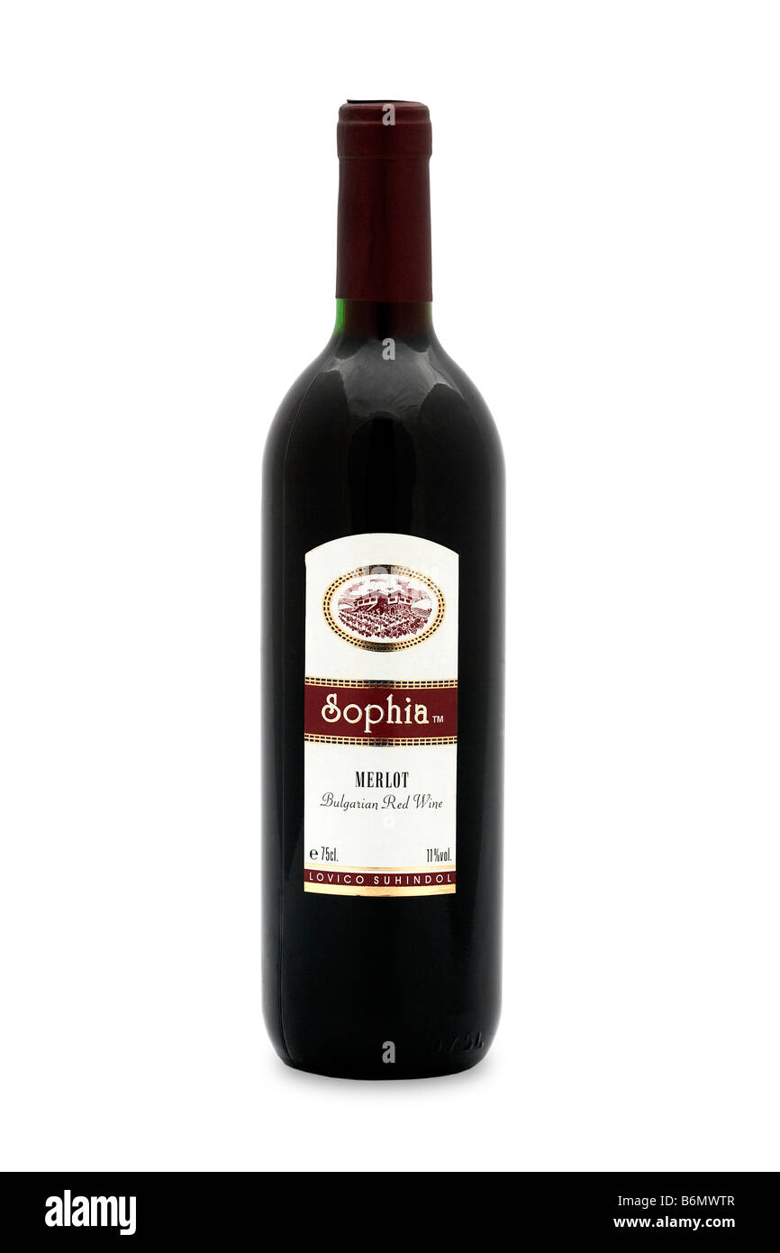 Bulgaria lovico Sophia merlot suhindol dry red wine dark color strong aroma  forest fruit vanilla oak mature tannin Stock Photo - Alamy
