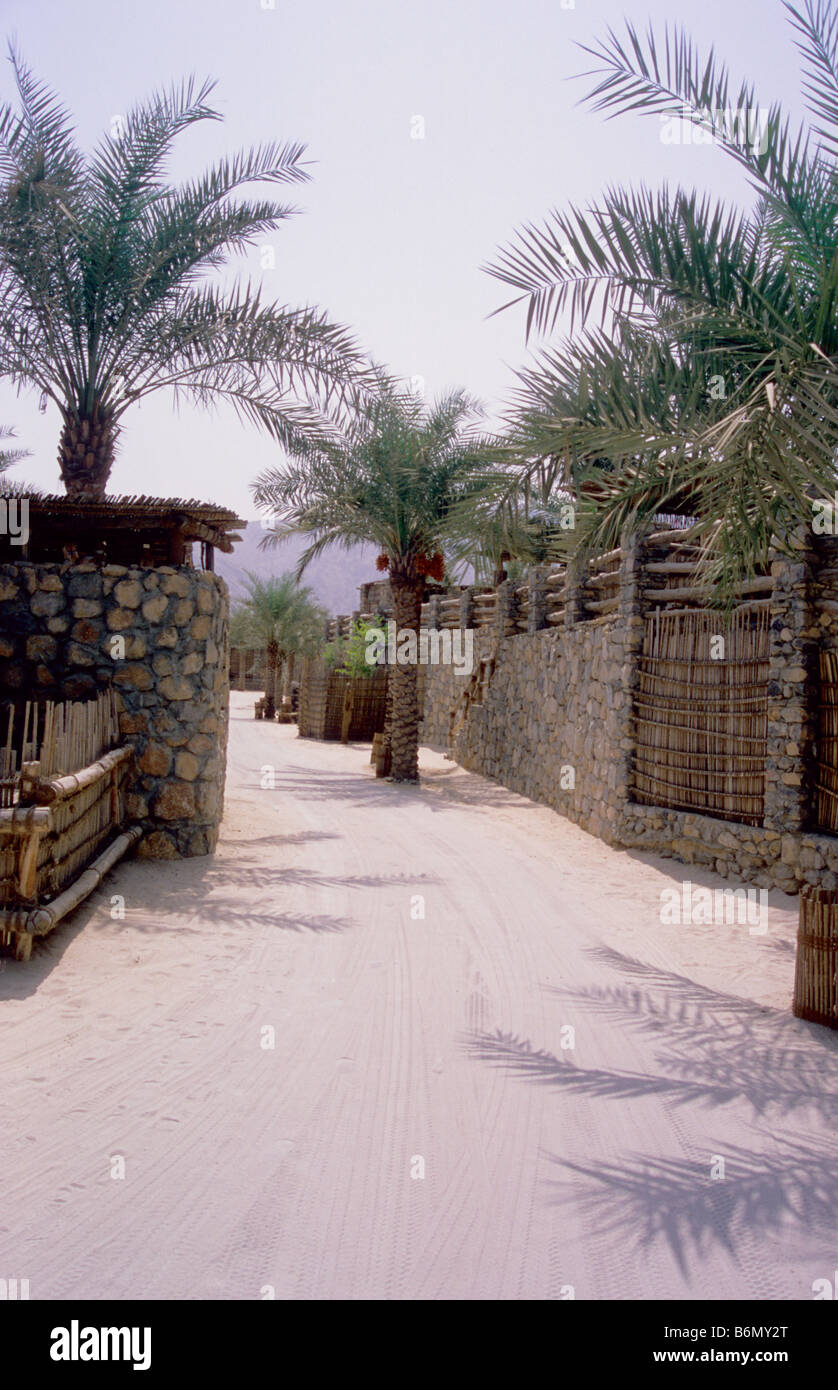 Access road to luxury holiday villas. Zighy Bay Dibba. Musandam. Sultanate of Oman. Stock Photo