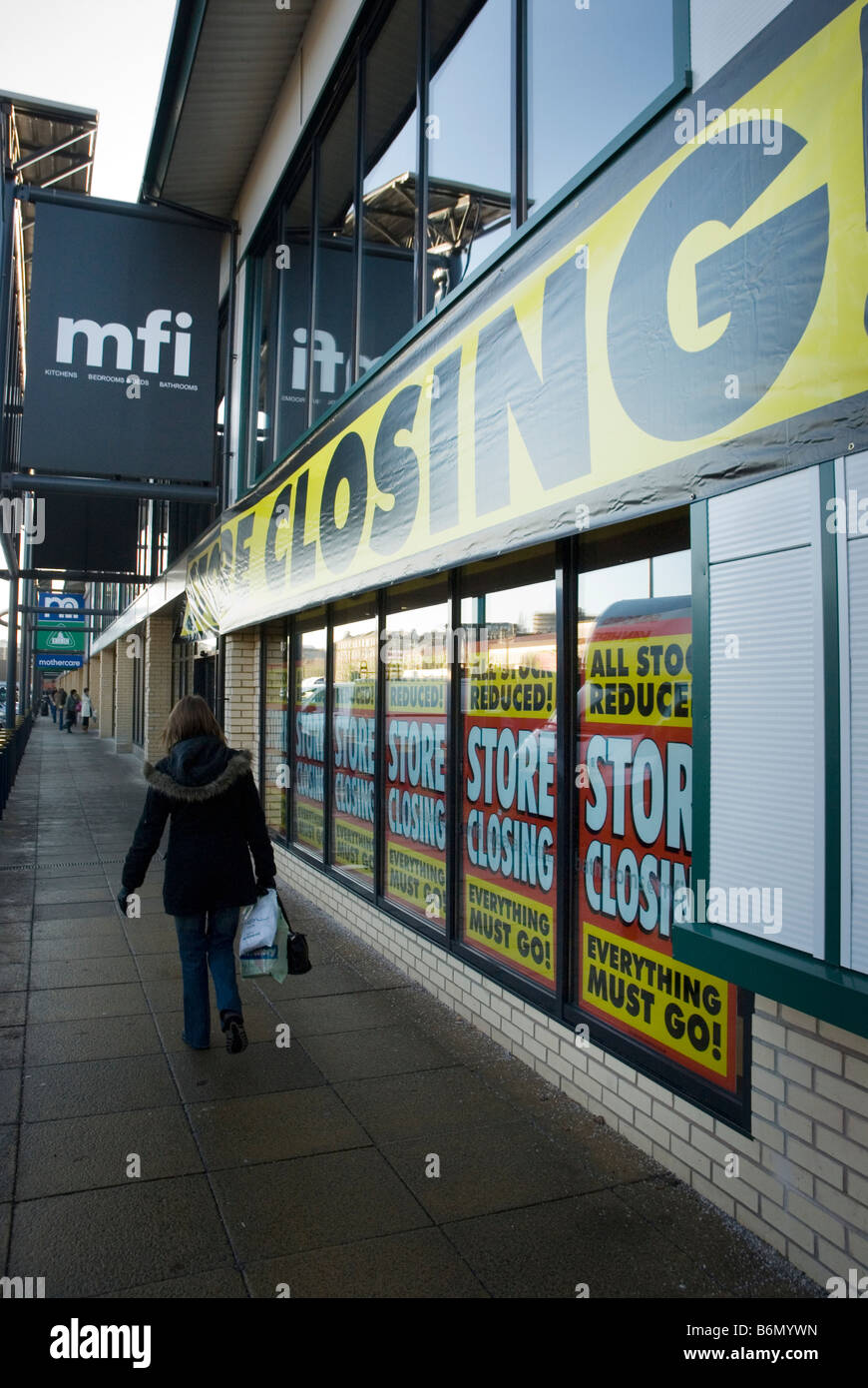 A branch of MFI shortly before closure, Foster Square Retail Park Bradford Stock Photo