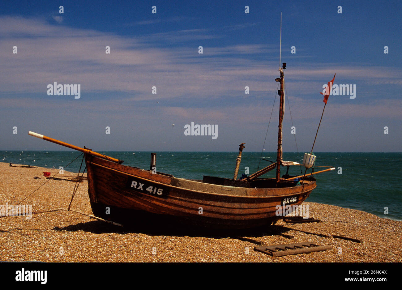 Fishing Boat on shingle beach Dungeness Kent England UK Stock Photo - Alamy