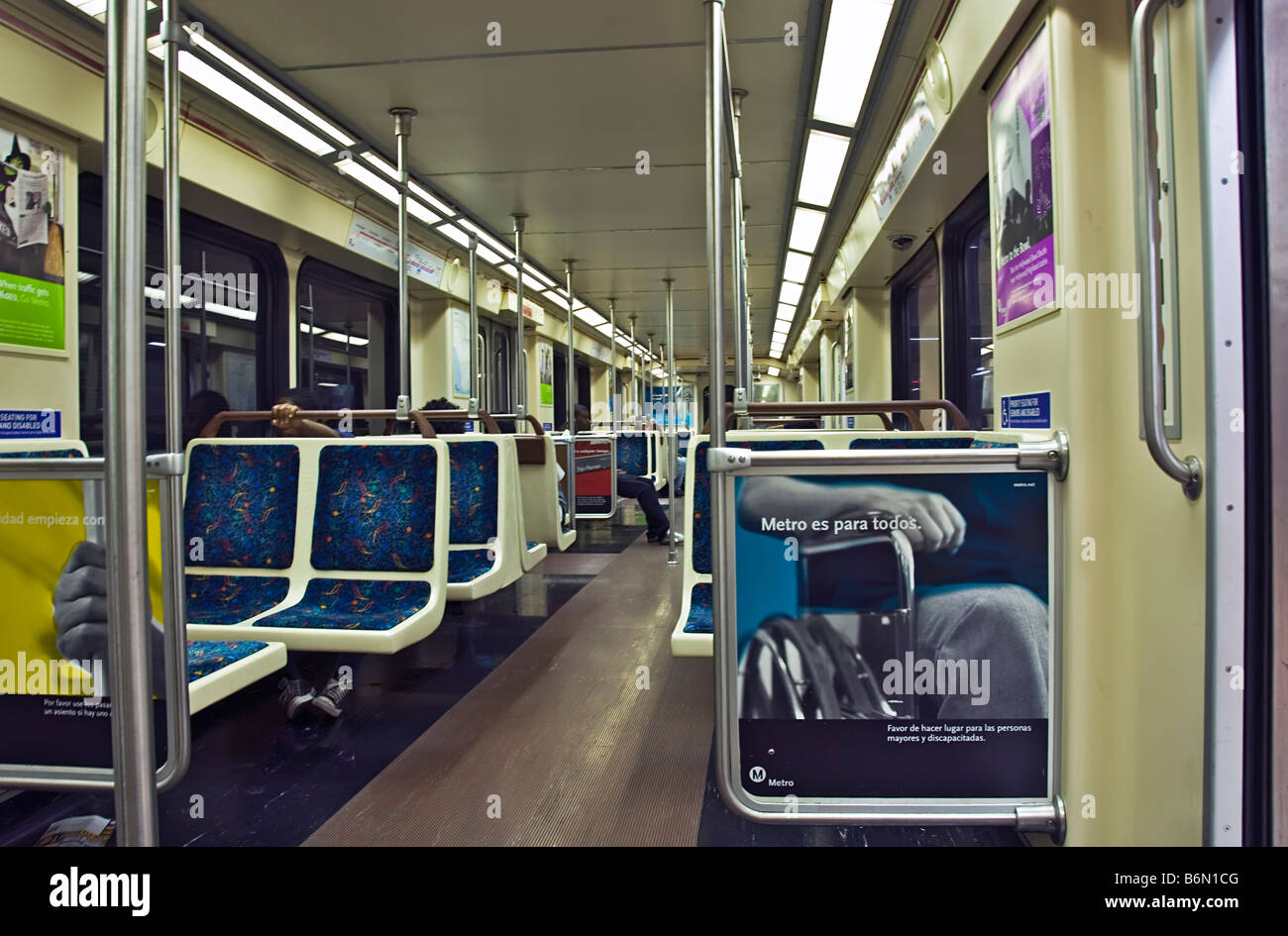 LA Metro subway Hollywood, Vine train travel, MTA, LACMTA, public transport interior Hollywood Highland Metro Red Line Stock Photo