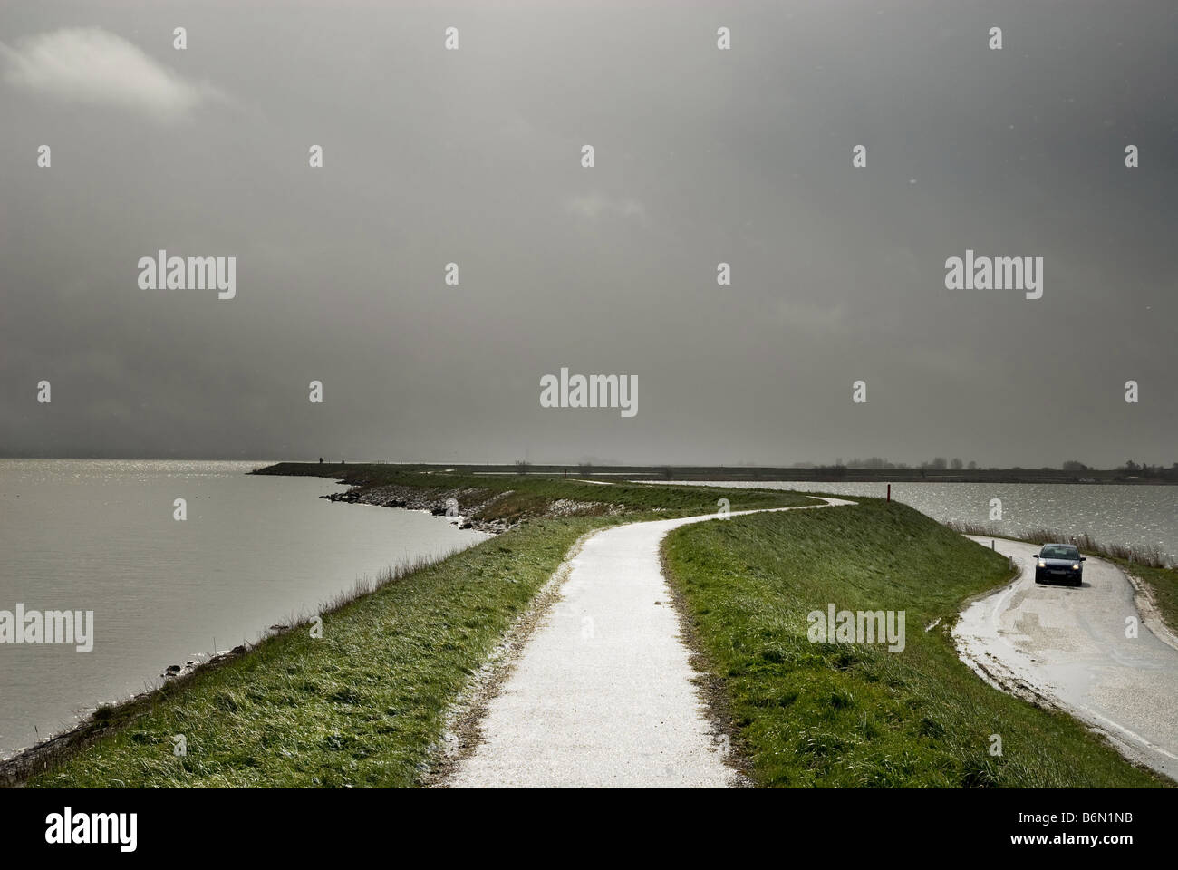 landscape scene in the netherlands with bad weather Stock Photo
