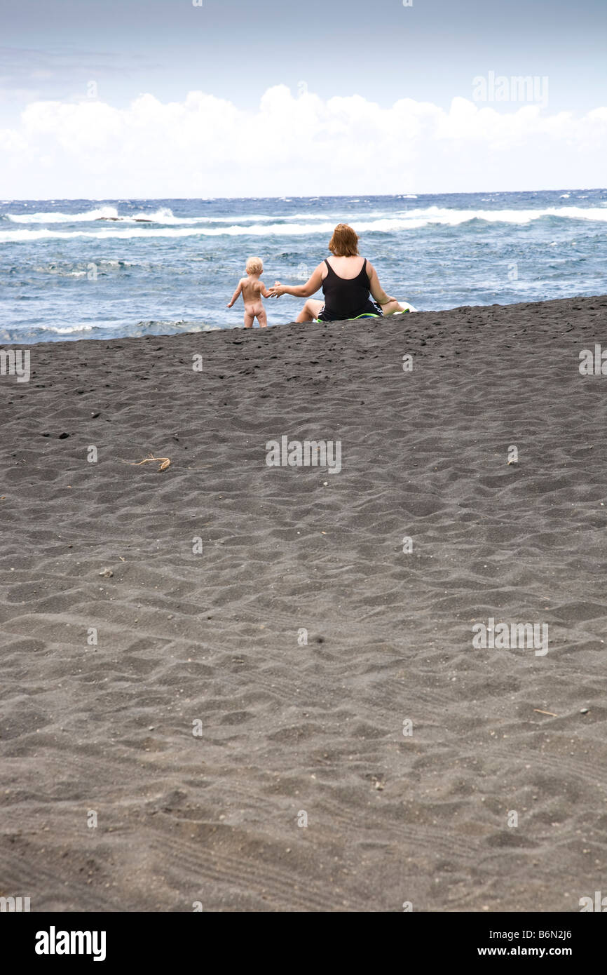 mother nude beach Mother an naked toddler on Punalu'u Black Sand Beach-Hawaii big island  Stock Photo - Alamy