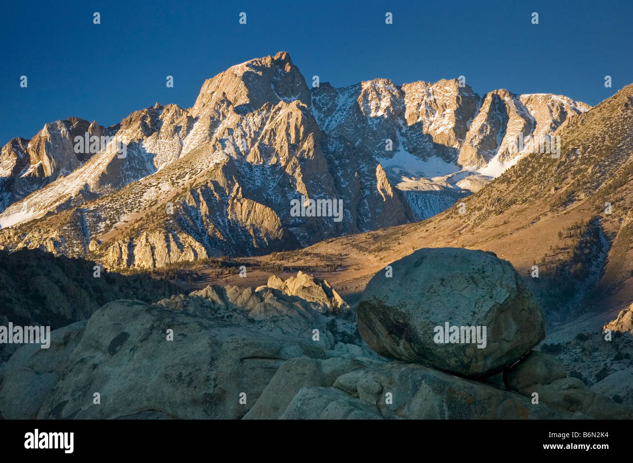 Mount Humphries from Buttermilk Boulders, Bishop, California Stock Photo