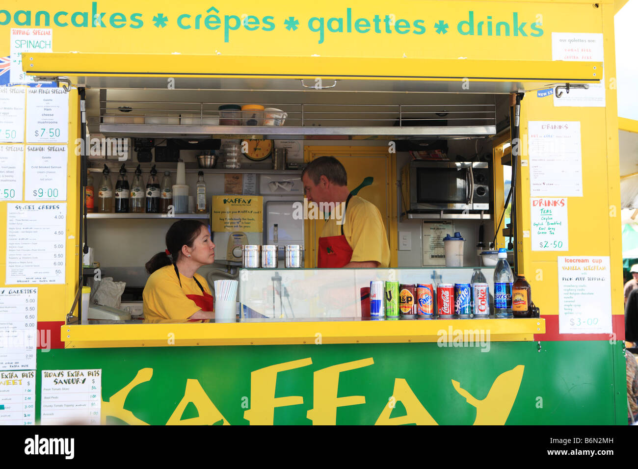Food Stall at Nelson Markets, New Zealand Stock Photo Alamy