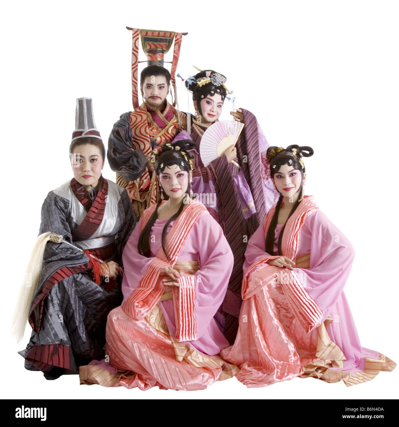 Five persons wearing traditional clothing Stock Photo