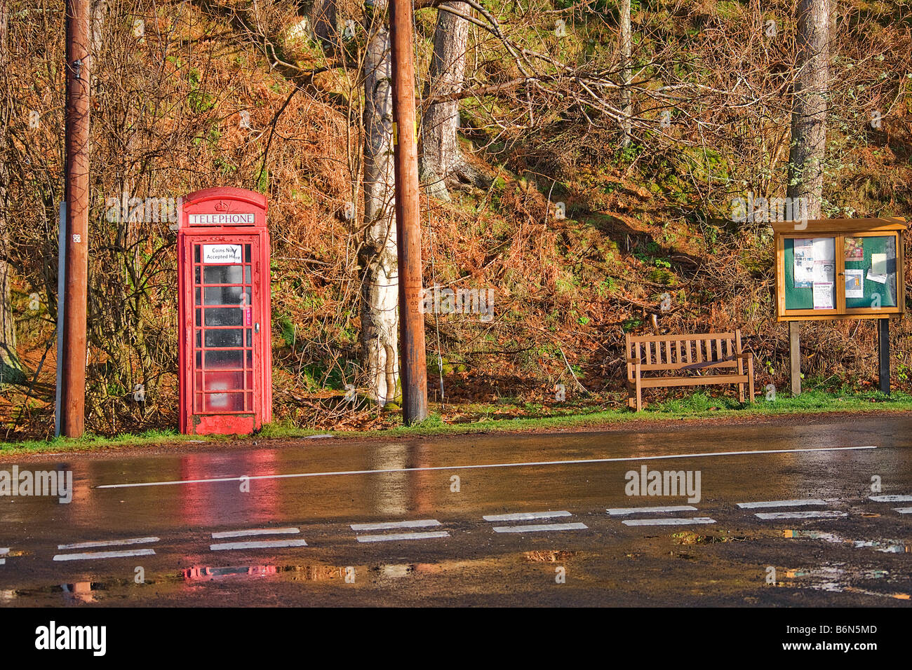 Telephone box.Near Longformacus. Scottish Borders. Stock Photo