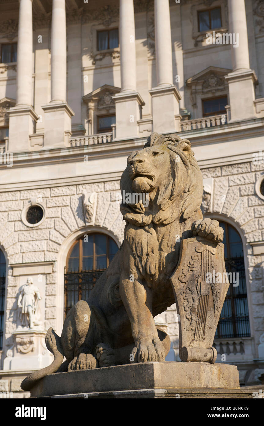Lion statue by the Hofburg Imperial Palace in Vienna Austria Stock