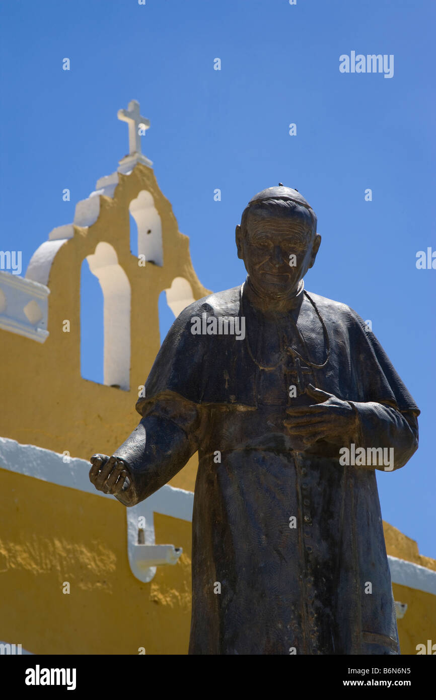 Statue of Pope John Paul at the Convent of San Antonio de Padua Izamal Yucatan Mexico Stock Photo