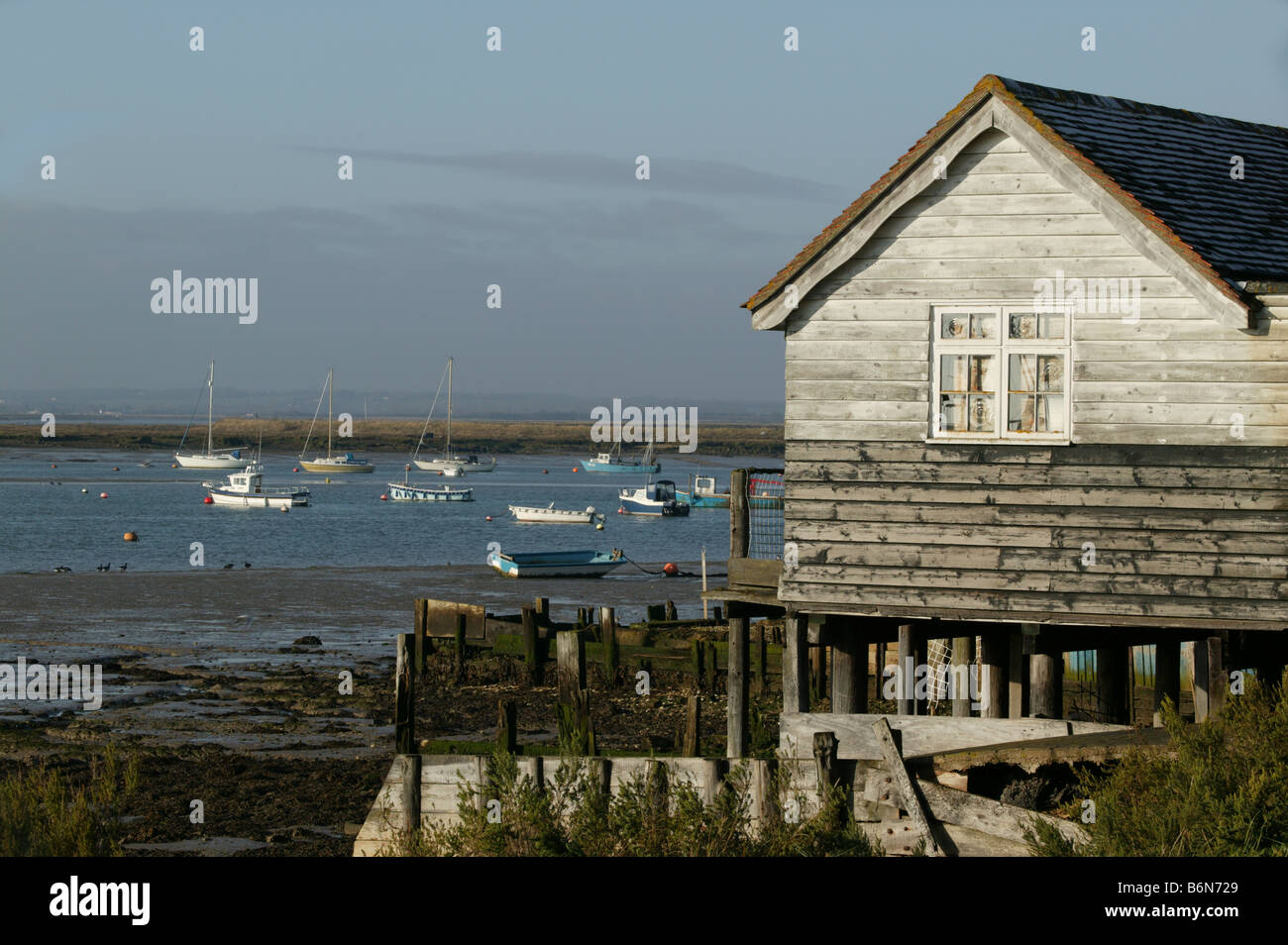 a coastal landscape view including a boating or club building structure