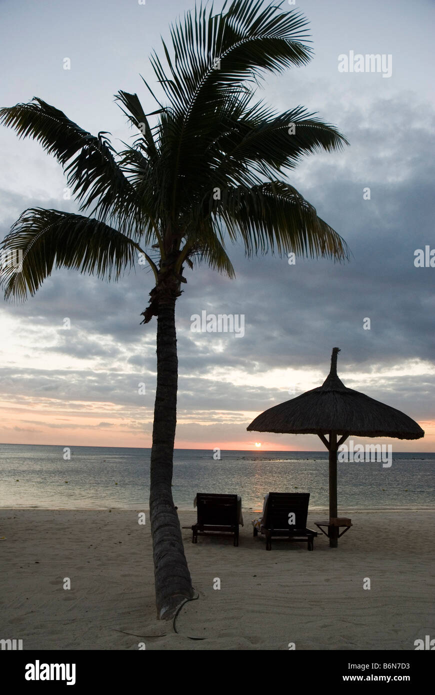 Beach of Hotel The Oberoi in Balaclava area MAURITIUS ISLAND Stock Photo