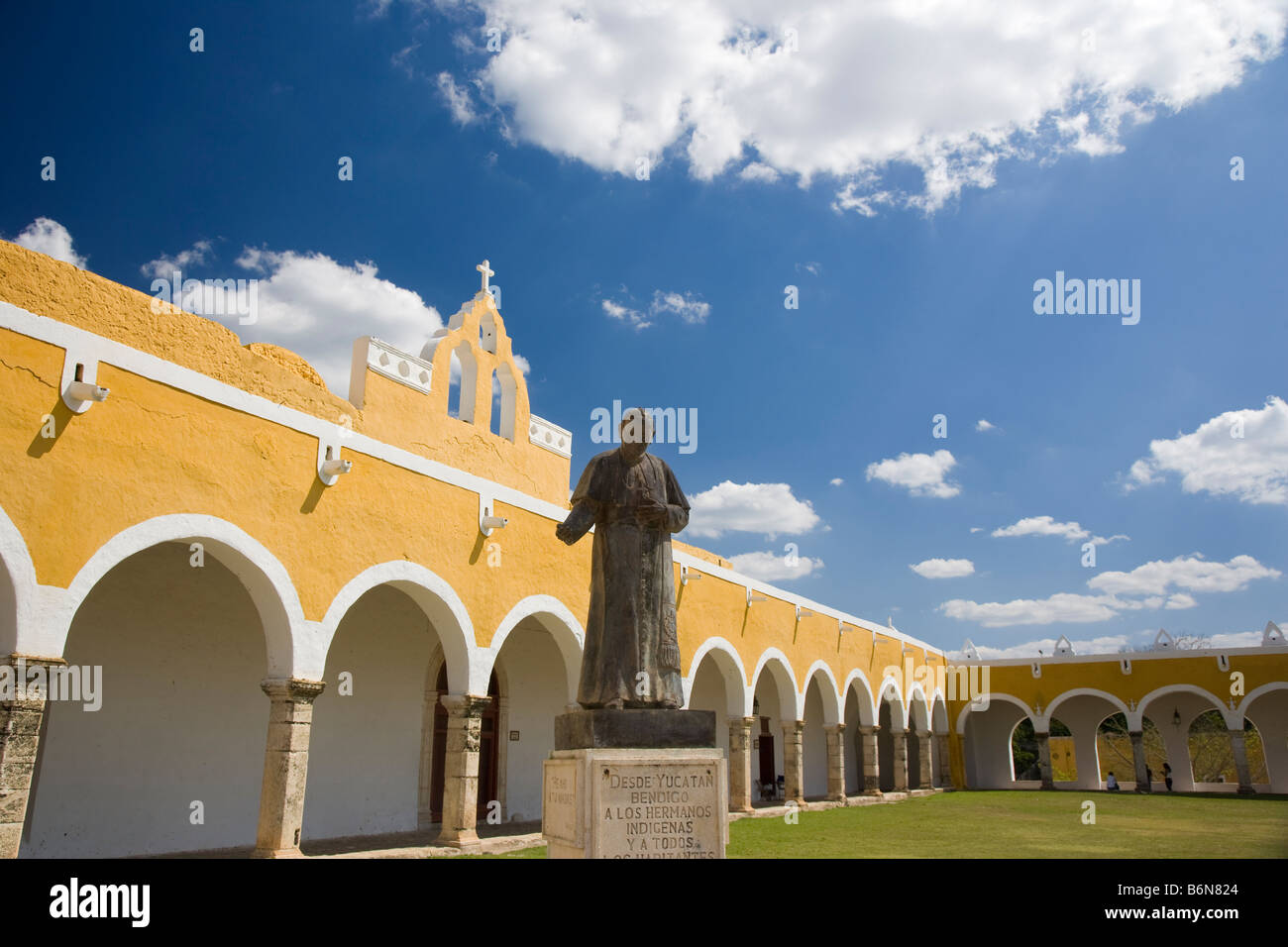 Statue of Pope John Paul Convent of San Antonio de Padua Izamal Yucatan Mexico Stock Photo