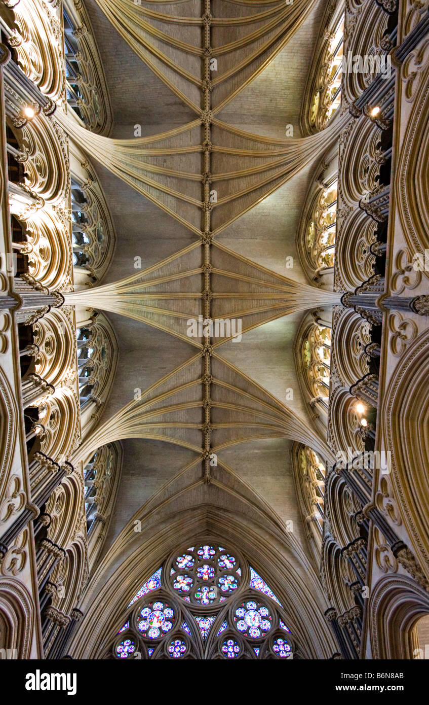 Lincoln Cathedral ceiling and part of the East window Stock Photo