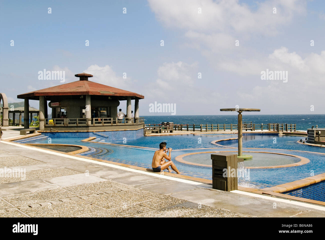 Taiwan, Pool At Green Island Jhaorih Saltwater Hot Springs Stock Photo