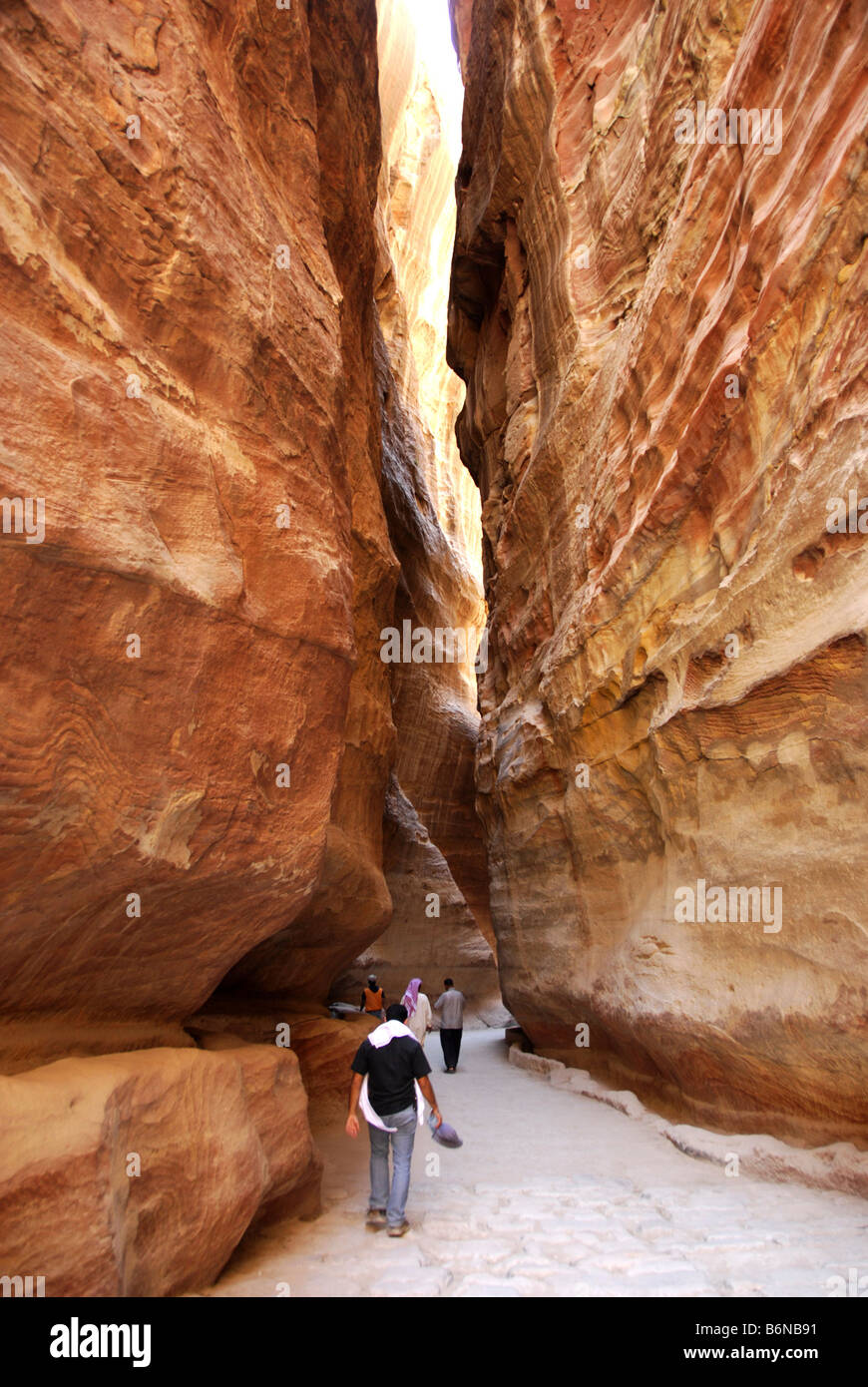 The Siq gorge main entrance to Petra, Wadi Musa, Jordan Stock Photo