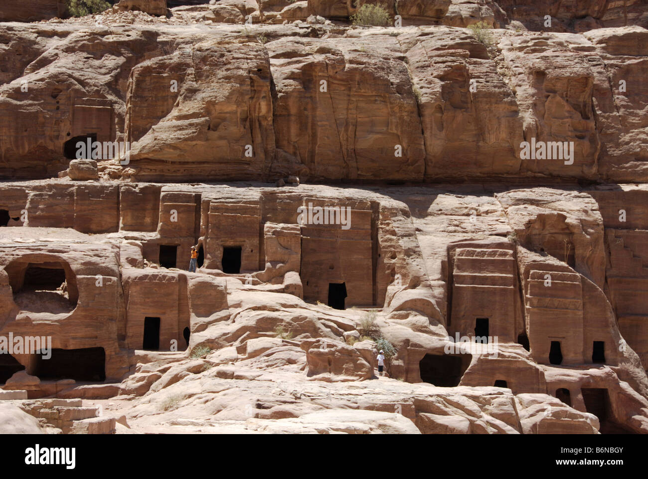 Tombs in sandstone cliffs in Petra, Wadi Musa, Jordan Stock Photo