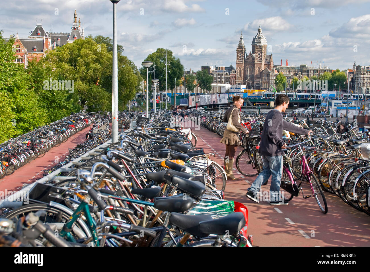 Amsterdam multistory bicycle parking lot hires stock photography and
