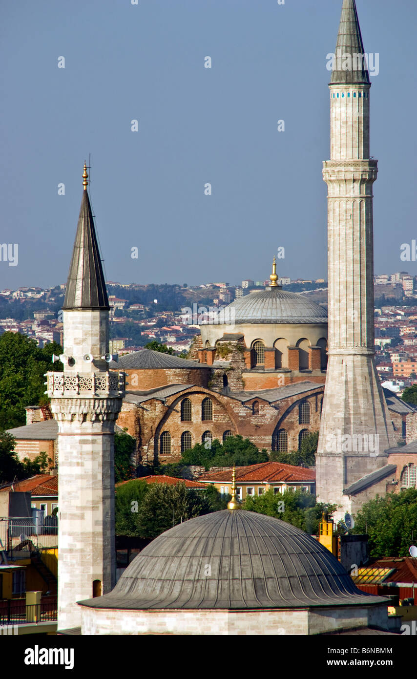 Istanbul's Aya Sofya (Hagia Sophia) framed by minarets Stock Photo