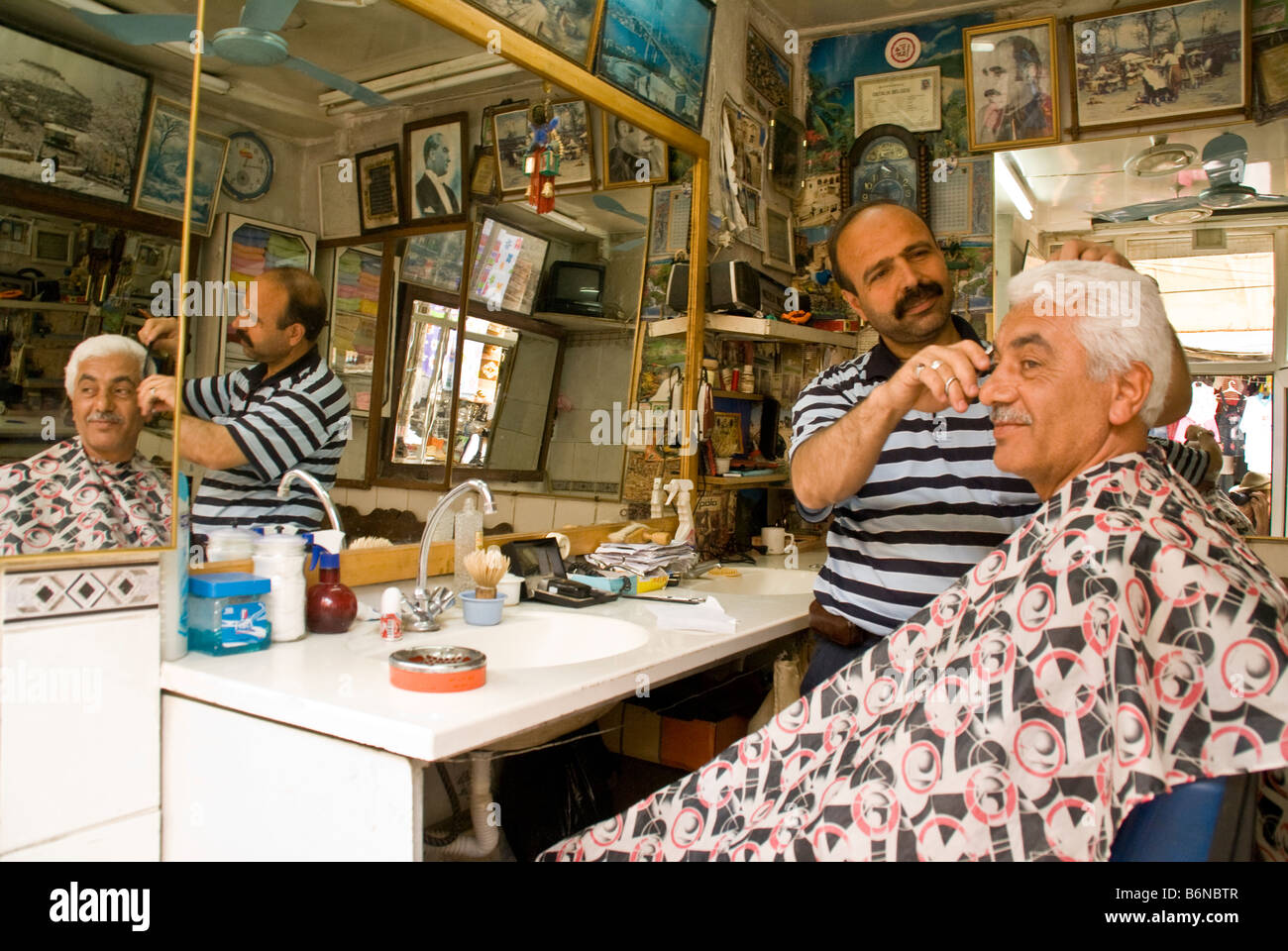 Mardin, old bazaar barber shop Stock Photo
