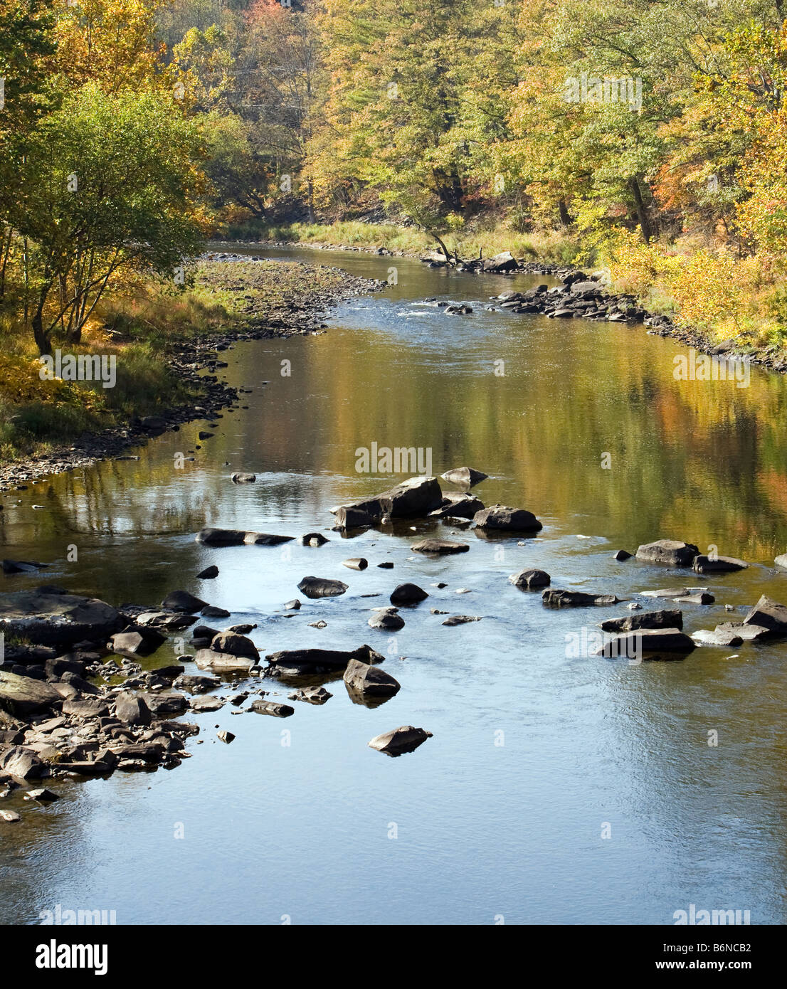 A river scene. Lackawaxen River near the Delaware River in North