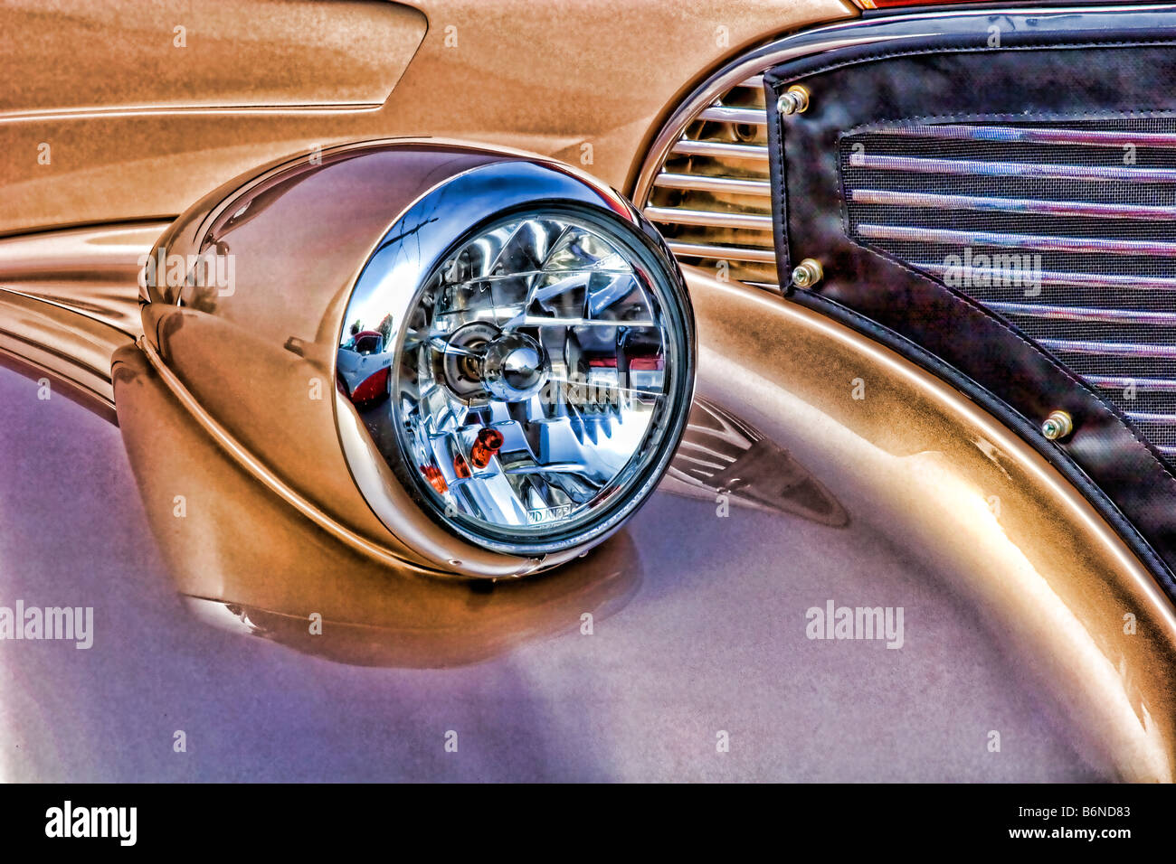 Photo illustration painterly effect of antique car. Stock Photo