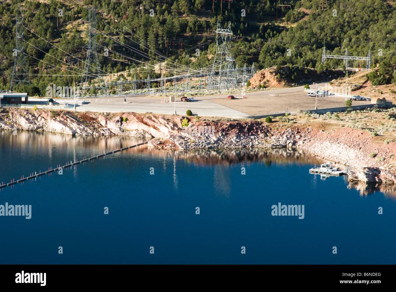 Flaming dam reservoir and hydroelectric transmission station