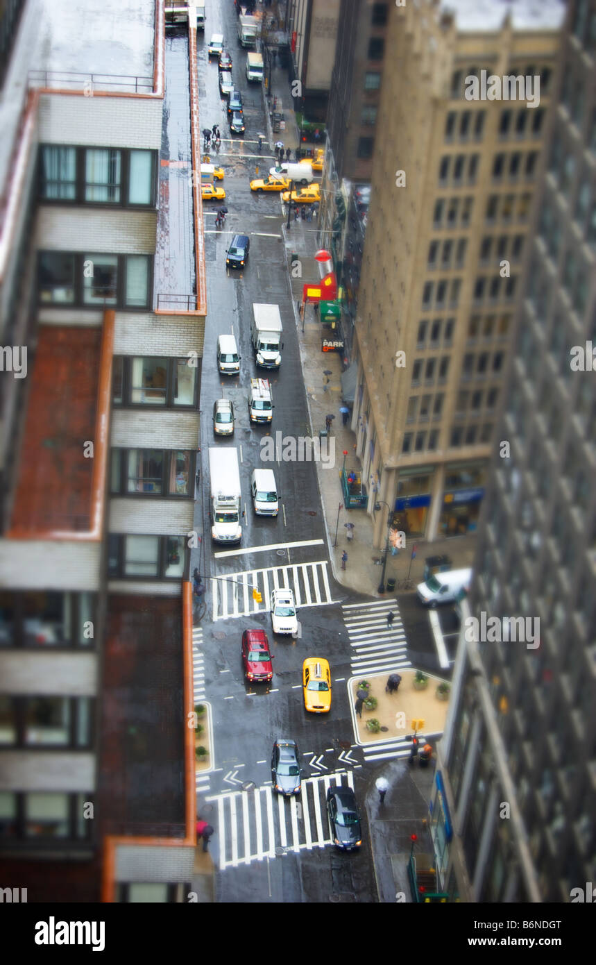 Raining Street Scene in New York City Stock Photo