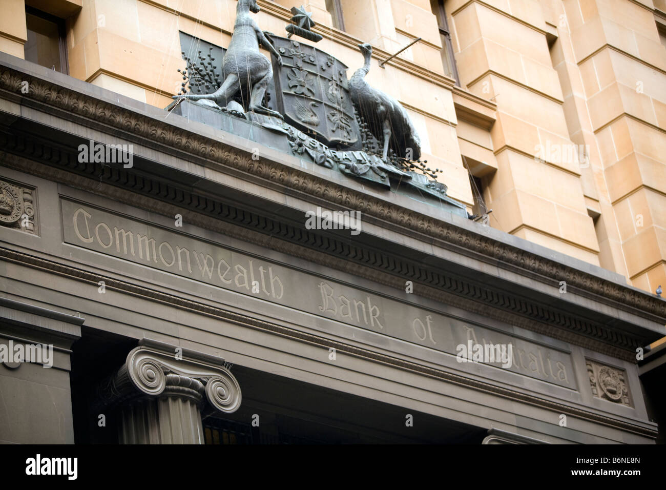 sign above entrance to commonwealth bank of australia building in pitt street,sydney Stock Photo