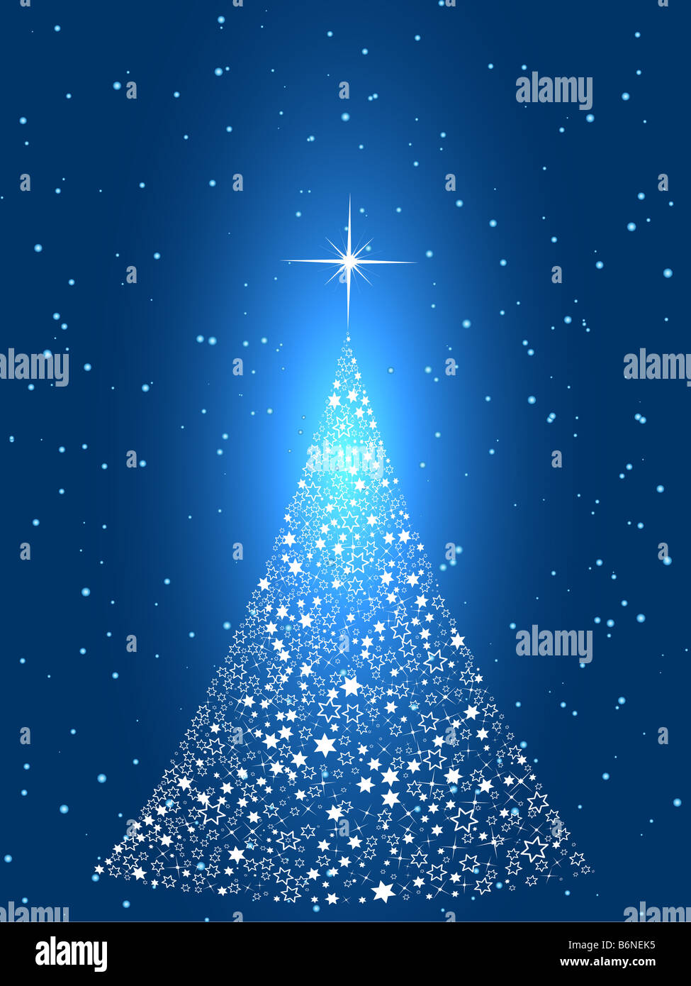 Starry Christmas tree Stock Photo
