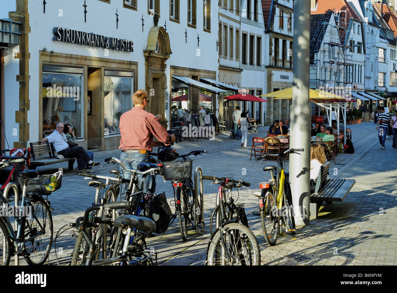 Street scene in the old town Bielefeld Germany Stock Photo