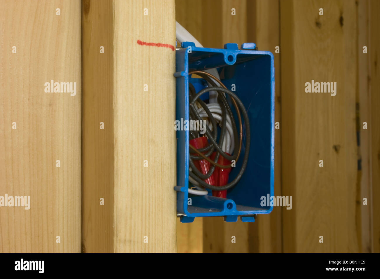 new electrical outlet being installed in a home Stock Photo